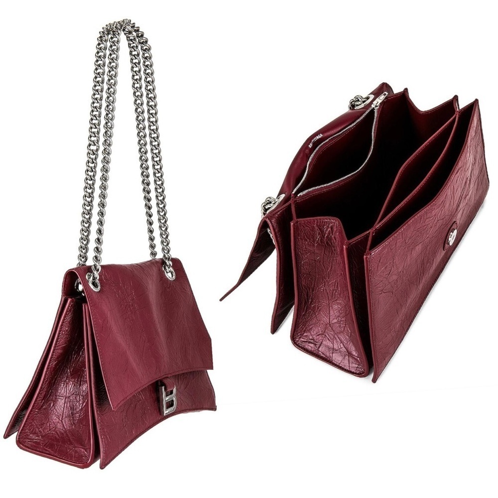 BALENCIAGA Crush Leather Medium Chain Shoulder Handbag Tote Crossbody Purse New - Picture 8 of 15